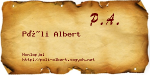 Páli Albert névjegykártya